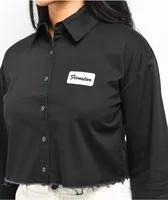 Fivestar General Black Crop Long Sleeve Button Up Shirt