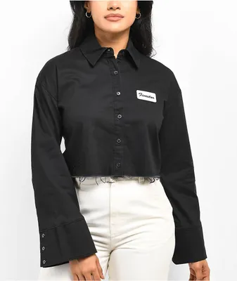 Fivestar General Black Crop Long Sleeve Button Up Shirt