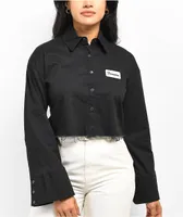 Fivestar General Black Crop Long Sleeve Button Up Shirt