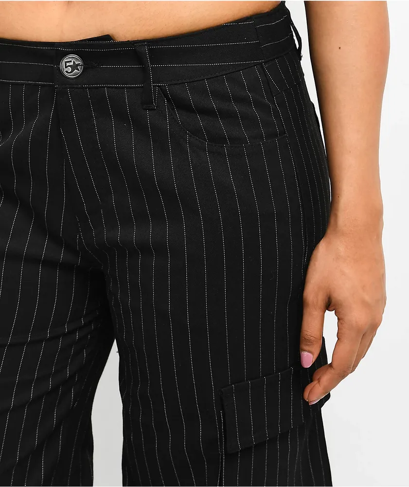 Fivestar General Low Rise Black Pinstripe Cargo Pants