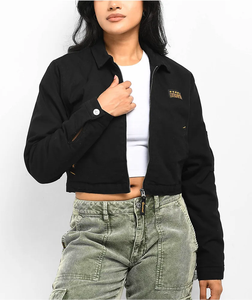 Fivestar Cutout Black Long Sleeve Crop Top