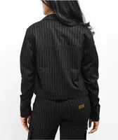 Fivestar General Workwear Black Pinstripe Crop Jacket