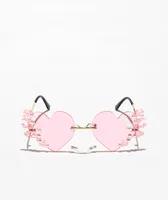 Flaming Heart Pink Sunglasses
