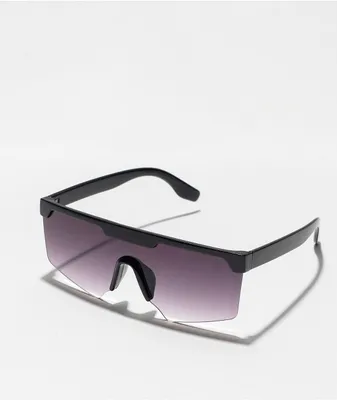 Flat Top Black Shield Sunglasses