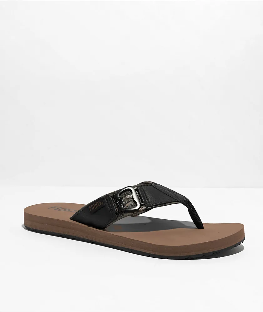 Chaco Classic Leather Flip Black Sandals