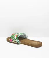 Flojos Fiesta Lite White & Hibiscus Slide Sandals