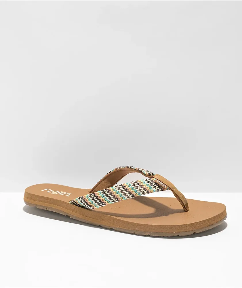 Flojos Juno Weave Tan & Multi Sandals