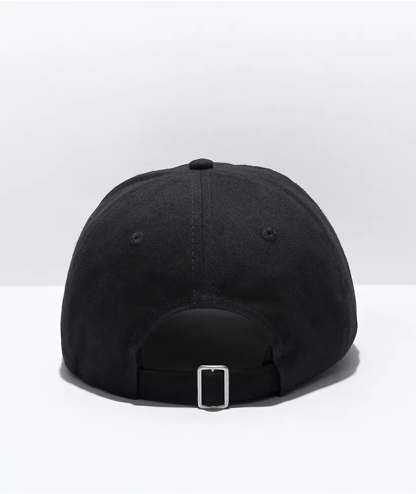 Flying Coffin Skull Flower Black Strapback Hat