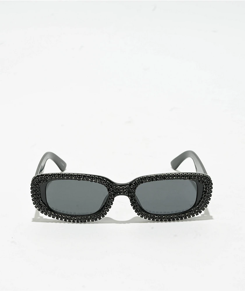 Forehead Black Rhinestone Sunglasses