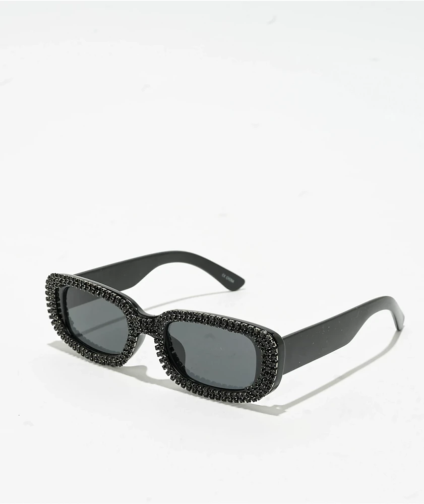 Forehead Black Rhinestone Sunglasses