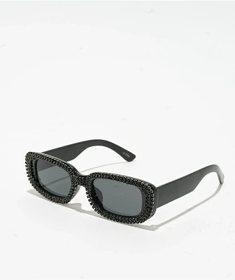 Forehead Black Rhinestone Sunglasses