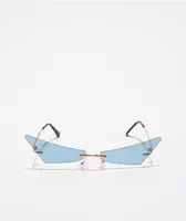 Frameless Blue Cat Eye Wing Sunglasses