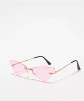 Frameless Pink Cat Eye Sunglasses