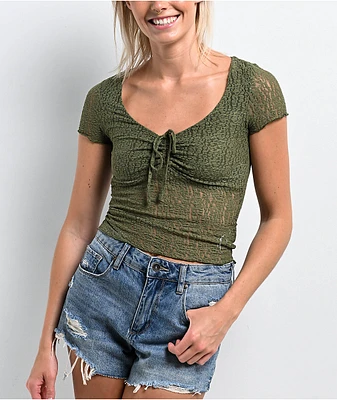 Freeworld Fancy Lace Olive Top