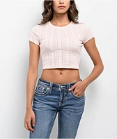 Freeworld Irina Pointelle Pink Crop T-Shirt