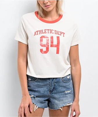 Freeworld Kallie Athletic Dept. Cream Boxy Crop T-Shirt