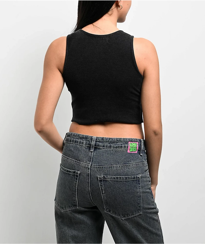 Freeworld Laney Black Wash Crop Tank Top