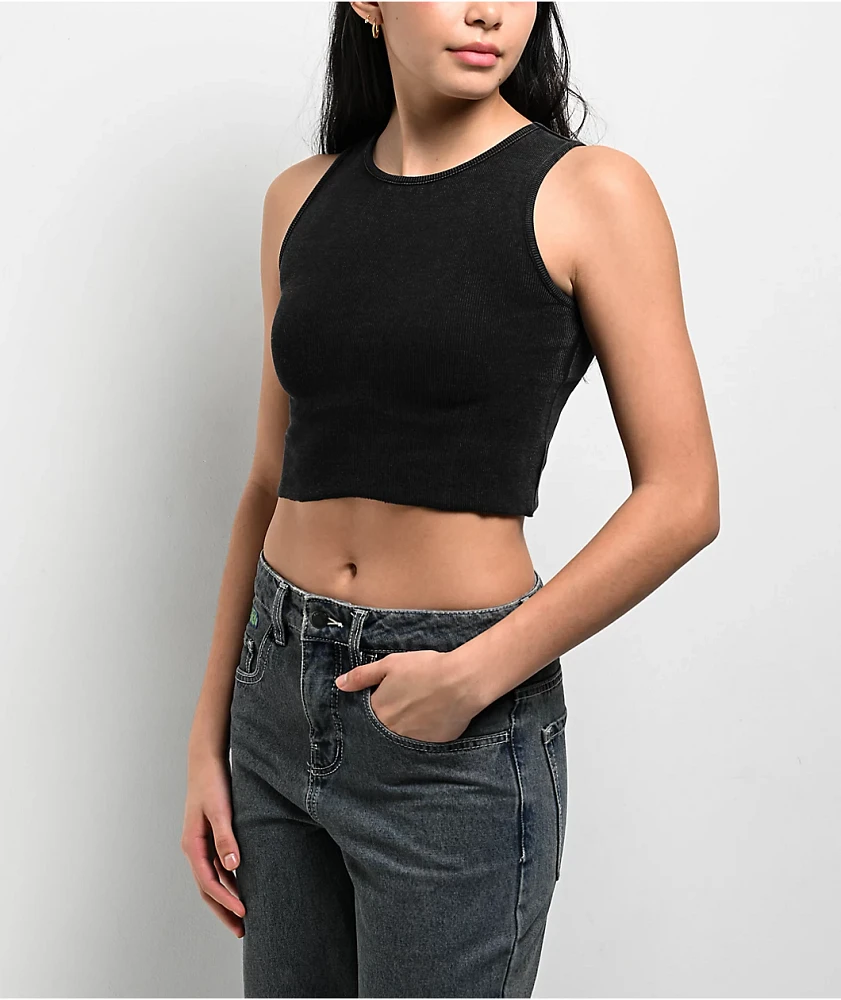 Freeworld Laney Black Wash Crop Tank Top