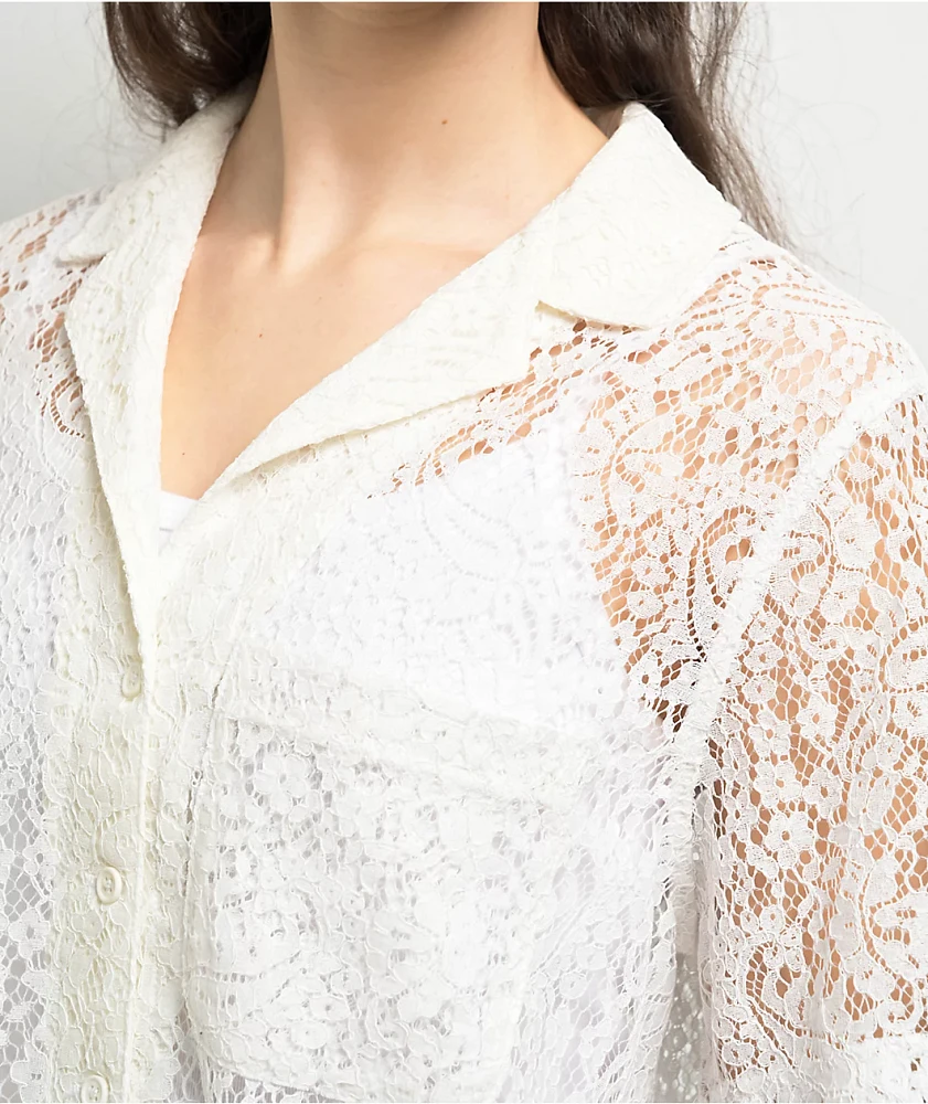 Freeworld Libby Lace Ivory Button Up Shirt