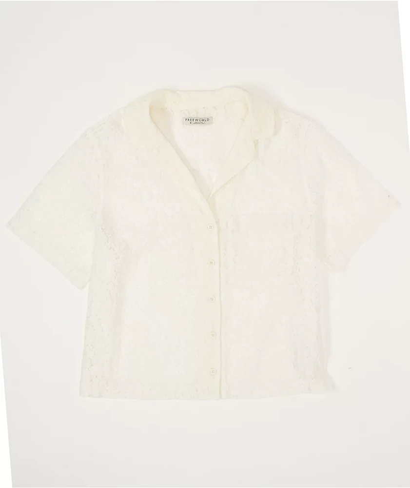 Freeworld Libby Lace Ivory Button Up Shirt