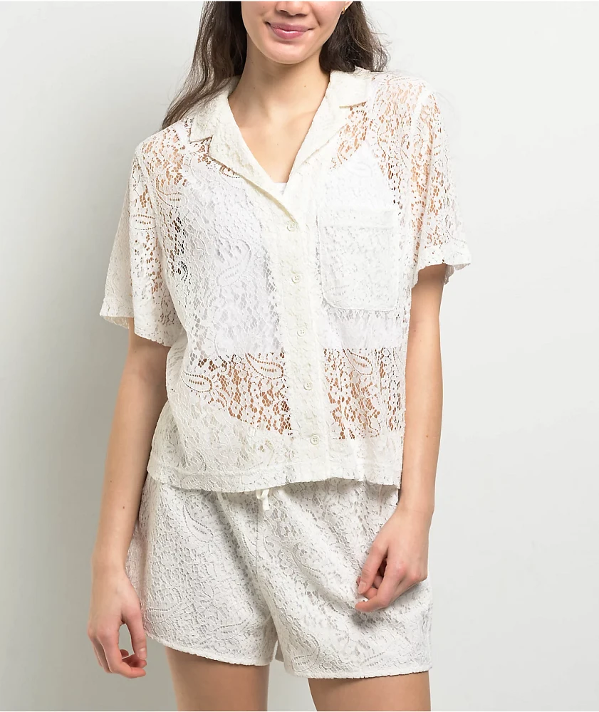 Freeworld Libby Lace Ivory Button Up Shirt