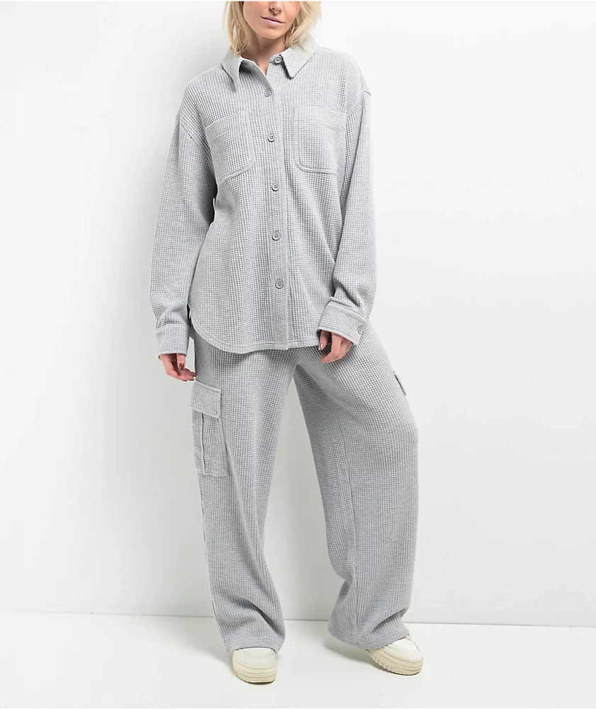 Freeworld Nola Waffle Grey Cargo Relaxed Sweatpants