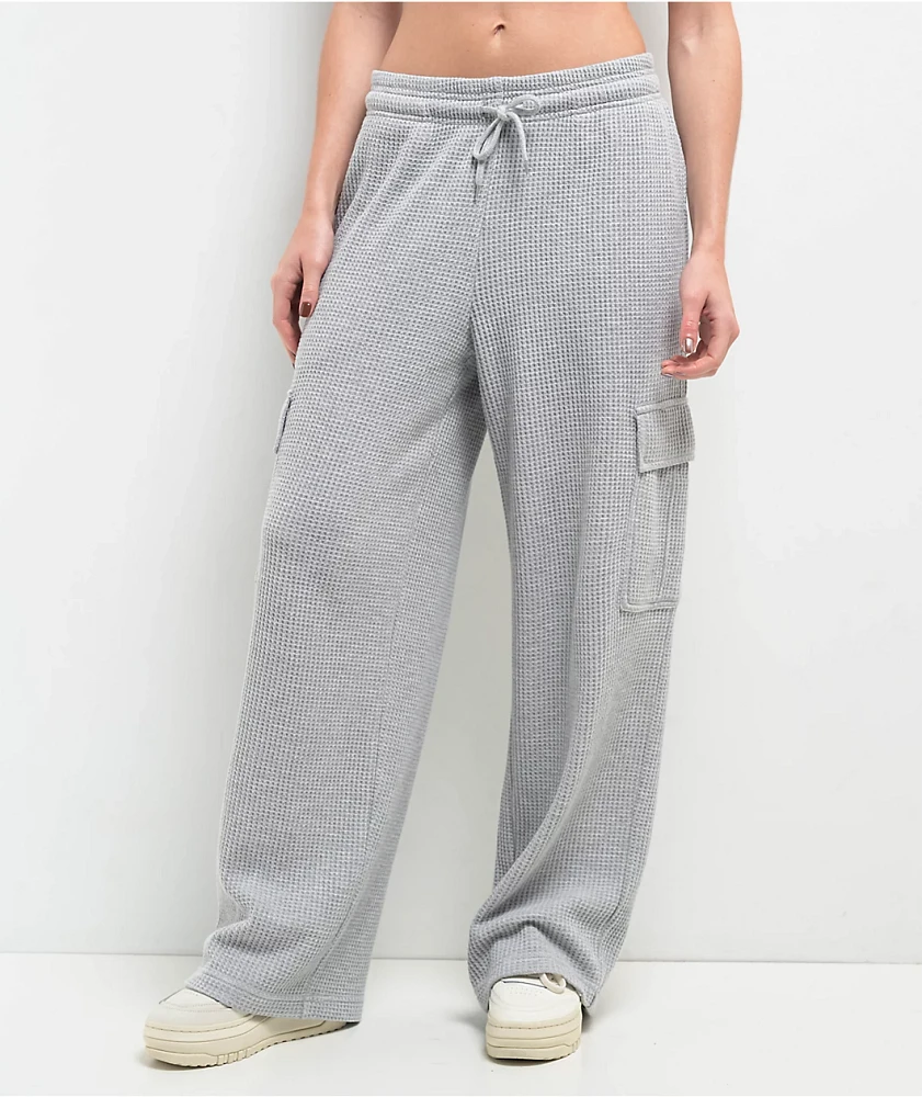 Freeworld Nola Waffle Grey Cargo Relaxed Sweatpants