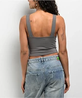 Freeworld Pheobe Grey V-Neck Crop Tank Top