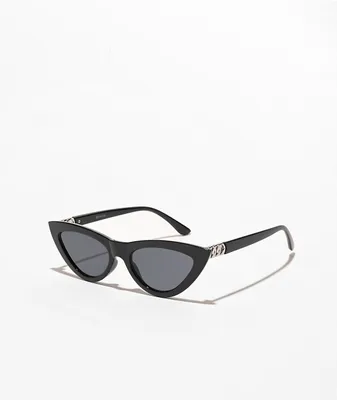 Freida Chain Black Cat Eye Sunglasses