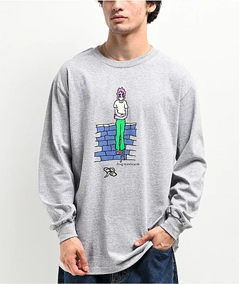 Frog Broken Glasses Grey Long Sleeve T-Shirt