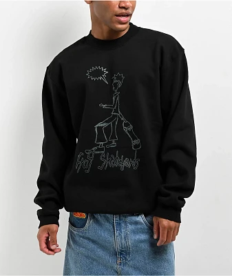 Frog Skater Black Crewneck Sweatshirt