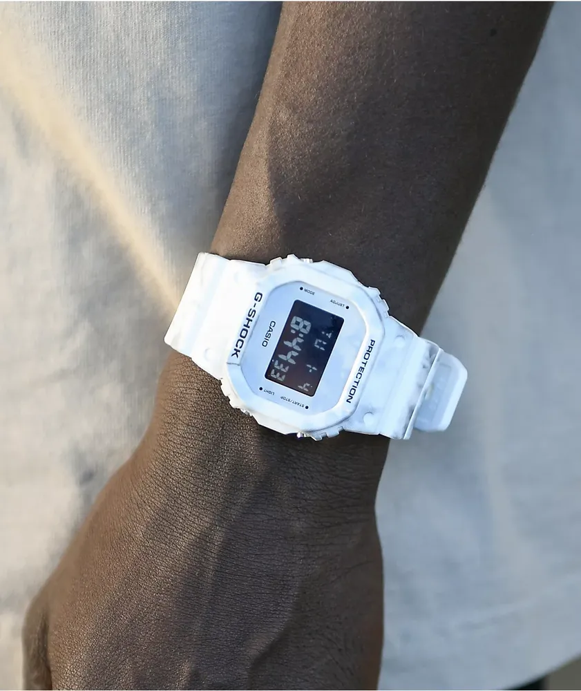 G-Shock DW5600 White & Black Marble Digital Watch
