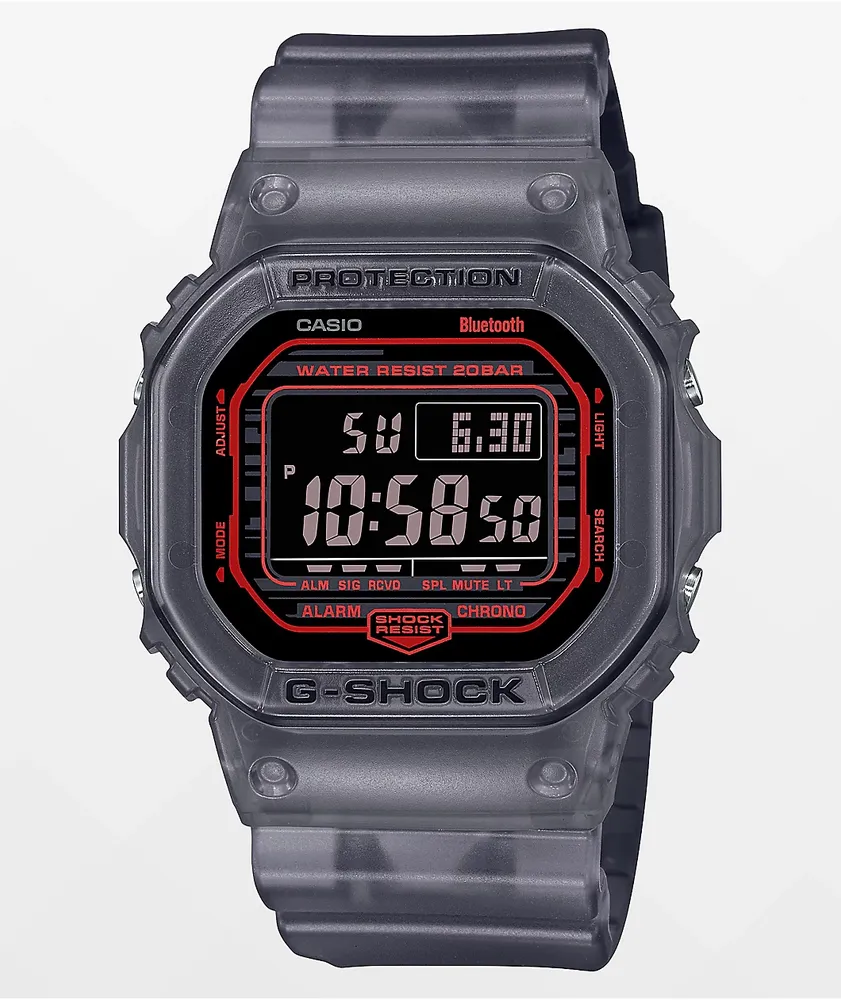 G-Shock DWB5600G-1 Transparent Grey & Red Bluetooth Digital Watch