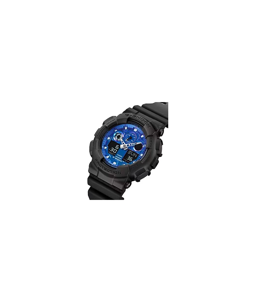 G-Shock GA100FL-1A Black & Blue Vapor Analog & Digital Watch