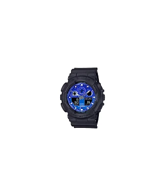 G-Shock GA100FL-1A Black & Blue Vapor Analog & Digital Watch