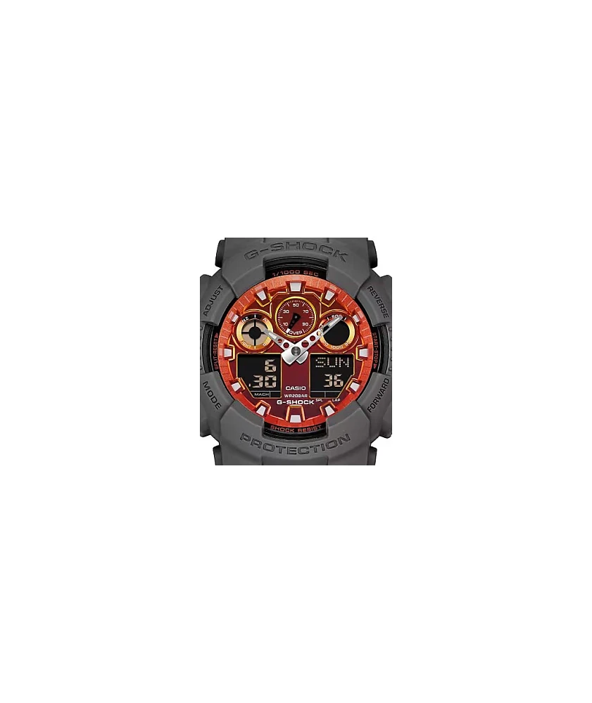 G-Shock GA100FL-8A Black & Red Vapor Analog & Digital Watch