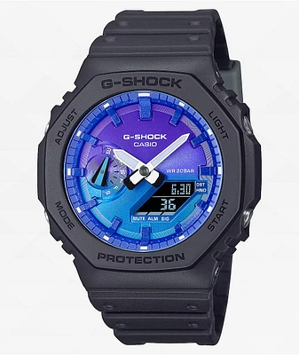 G-Shock GA2100FL-1 Black & Blue Vapor Analog & Digital Watch