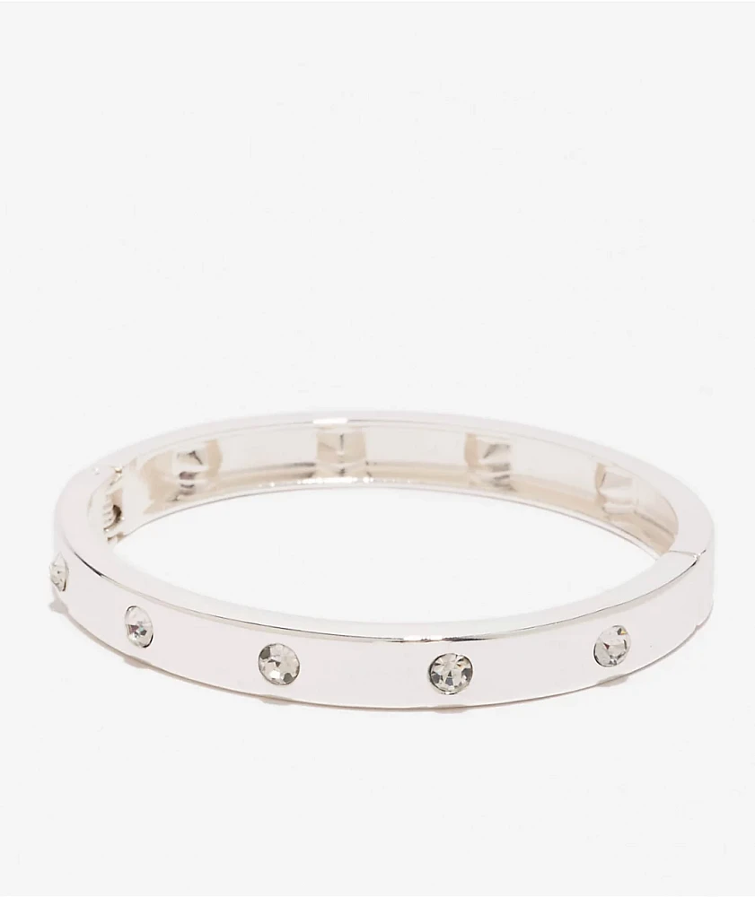 GUESS Rhinestone Silver Hinge Bracelet