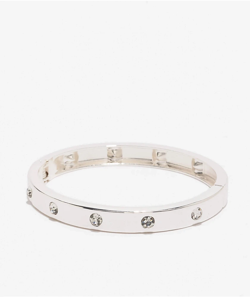 GUESS Rhinestone Silver Hinge Bracelet