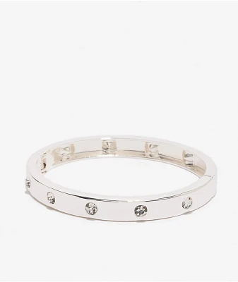GUESS Rhinestone Silver Hinge Bracelet