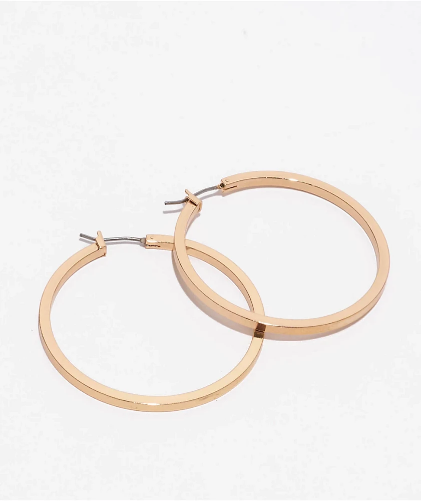 GUESS Square Edge Gold Hoop Earrings