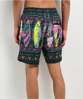 Gecko Boardroom Pattern Black Board Shorts