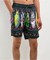 Gecko Boardroom Pattern Black Board Shorts