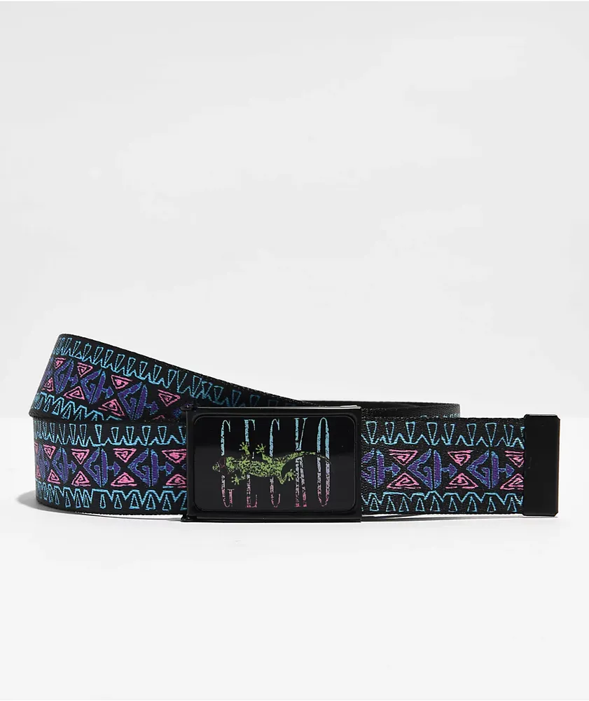 Gecko Hawaii Band Black Web Belt