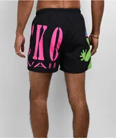 Gecko Iconic Multi Stripe Black & Purple Volley Shorts