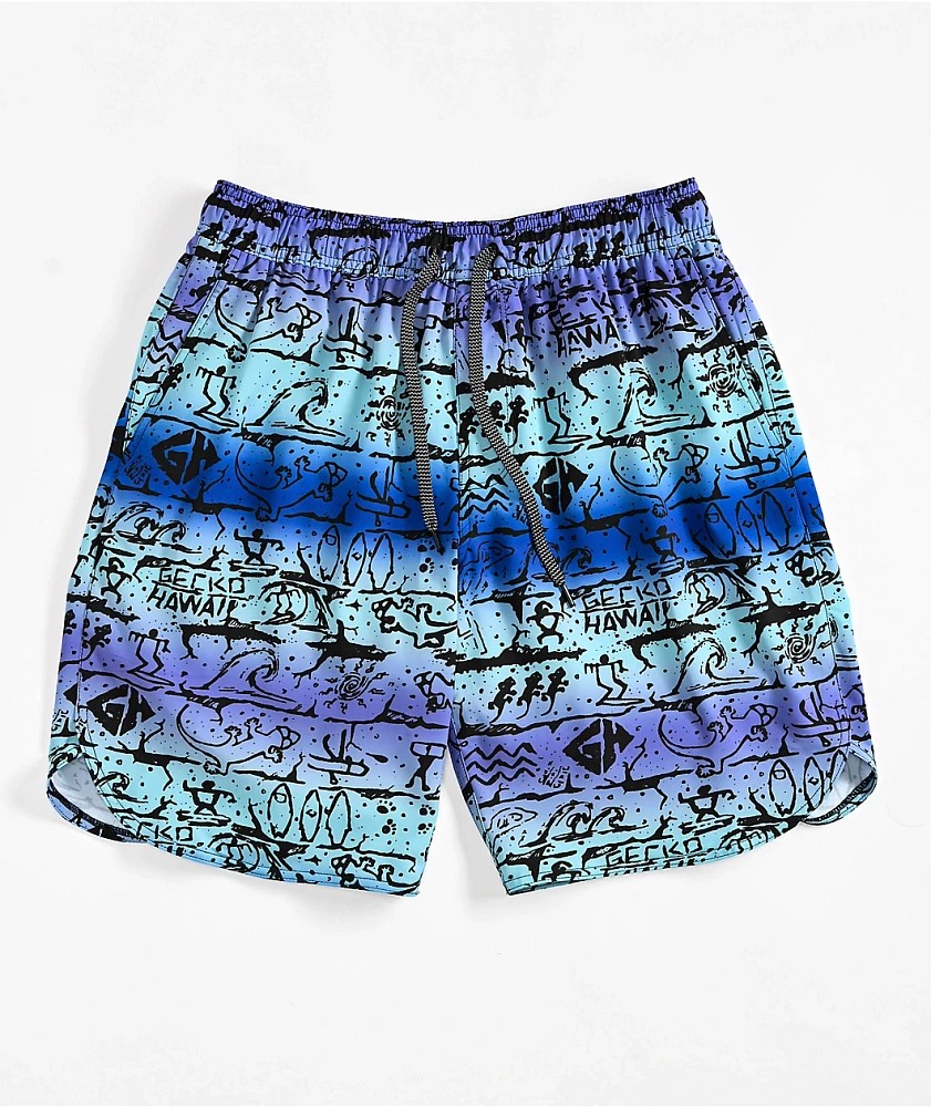 Gecko Ombre Wall Blue Board Shorts