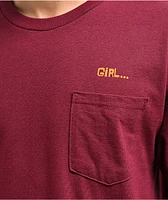 Girl Etcetera Maroon Pocket T-Shirt