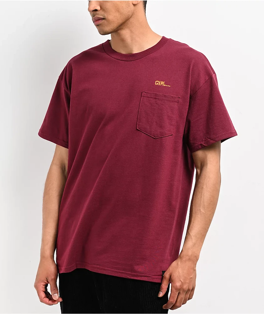 Girl Etcetera Maroon Pocket T-Shirt