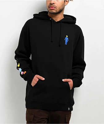 Girl x PAC-MAN Ghost Sleeve Embroidered Black Hoodie