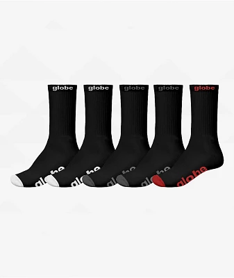 Globe OG Black 5-Pack Crew Socks